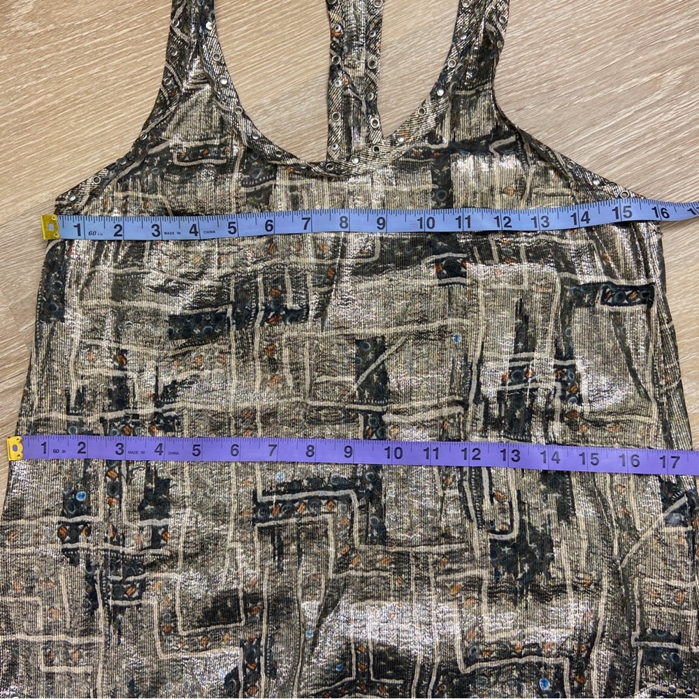 Isabel Marant Metallic Racer Back Tank Top. Rockstar Chic Vibes. Summer Top - Picture 9 of 12